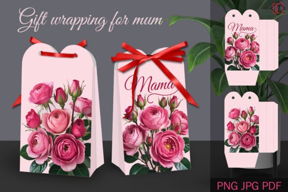 Download Gift Bag with Roses for Mum / Paper Craf - Roses Collection