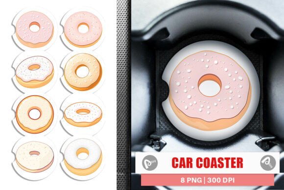 Download Car Coaster Powdered Donut - Premium Bundle